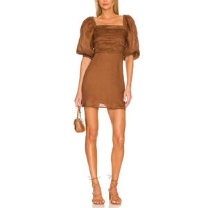 Faithfull The Brand 'Venezia' Brown Linen Mini Dress Size XS